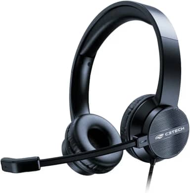 C3tech Headset com fio USB PH-380BK, Preto, Microfone Omnidirecional, Reducao de ruidos, Alto-Falante 40mm