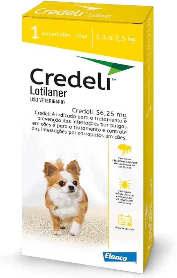 Antipulgas e carrapatos para cães de 1,3kg a 2,5kg 56,25mg Credeli™ - 1 comprimido Elanco