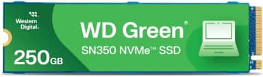 SSD WD Green SN350 250GB NVMe M.2 2280 (Leitura até 2400MB/s e Gravação até 1500MB/s)