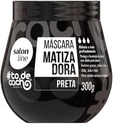 Salon Line, Máscara Matizadora Preta, #TodeCacho, Vegano - Para Cabelos Ondulados, Cacheados e Crespos, 300g