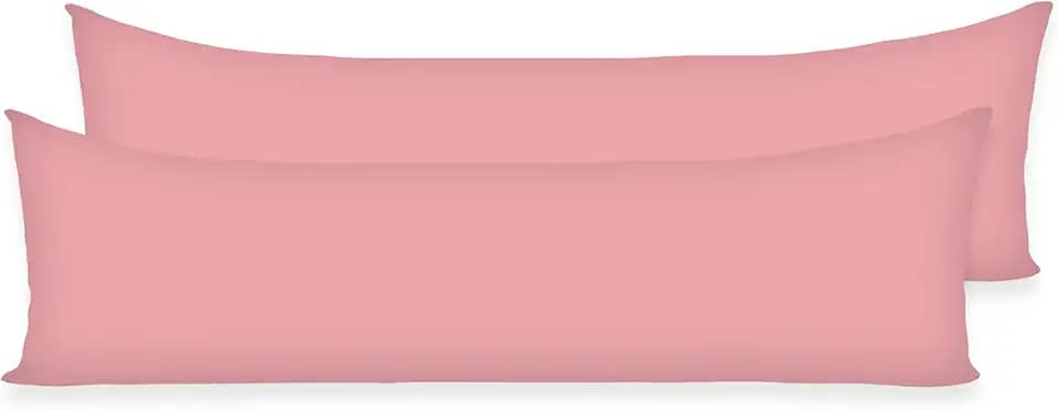 Kit 2 Fronhas C/Zíper 1,30x40cm Percal Flex 400 fios Travesseiro de Corpo Xuxão Toque Macio (rosê)