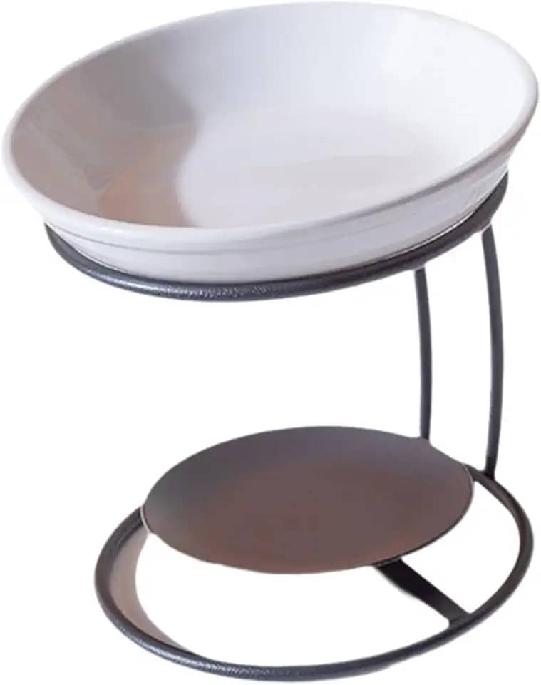 Queimador de óleo Essencial de Cerâmica com Estrutura Metálica, Difusor de óleo, Aquecedor de Cera para Quarto, Escritório Ou área de Ioga, Preto