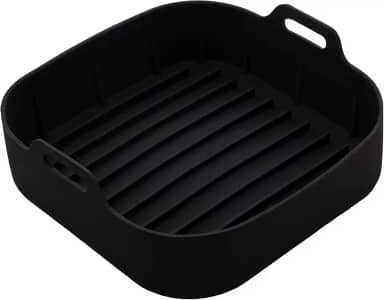 LYOR - Forma Quadrada de Silicone para Air Fryer Preta 20Cm x 7Cm