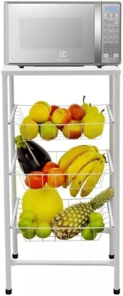 Fruteira De Chão Com 3 Cestos Removíveis De aço Tampo extra Forte