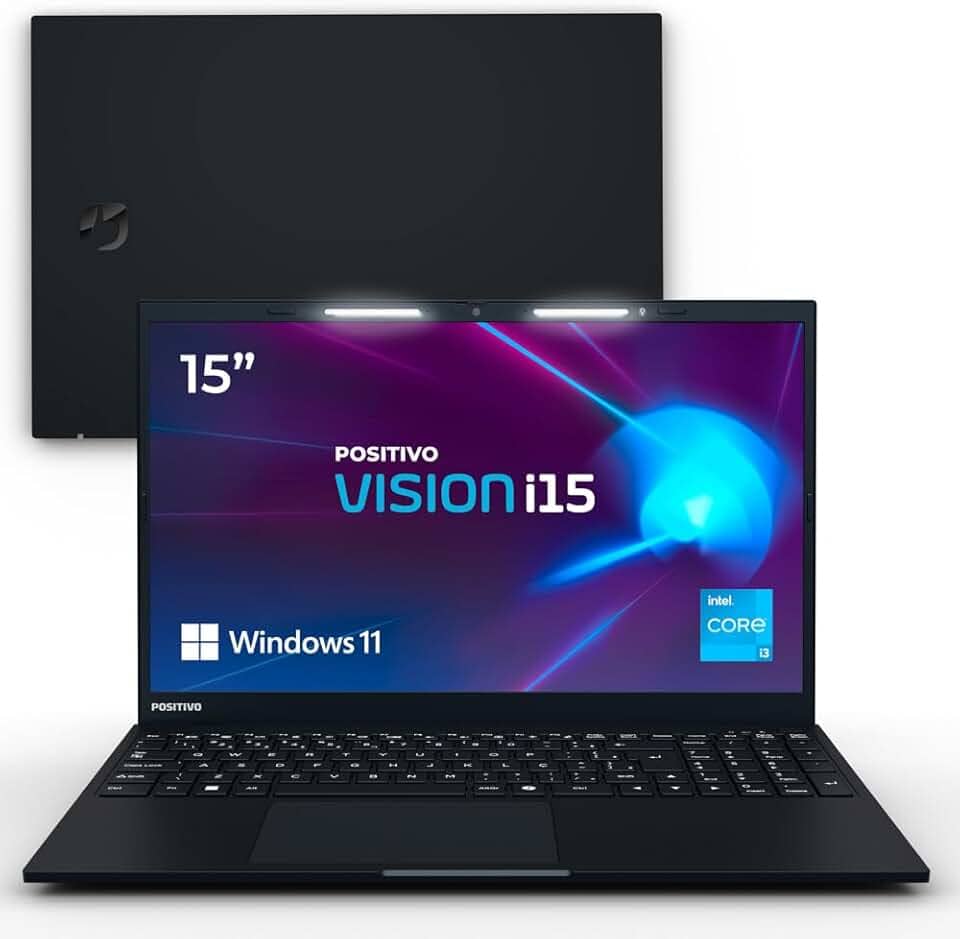Notebook Positivo Vision i15 Lumina Bar i3-N300, 8GB 256GB SSD, Tela 15 polegadas Full HD Antirreflexo Windows 11 Home - Preto