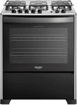 Fogão 5 Bocas Dako Magister Grill Preto com Mesa Inox Bivolt