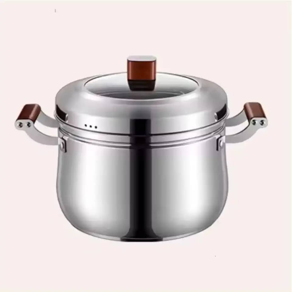Panela a Vapor de Inox com Tampa de Vidro e Cesto de Cozimento (26cm)