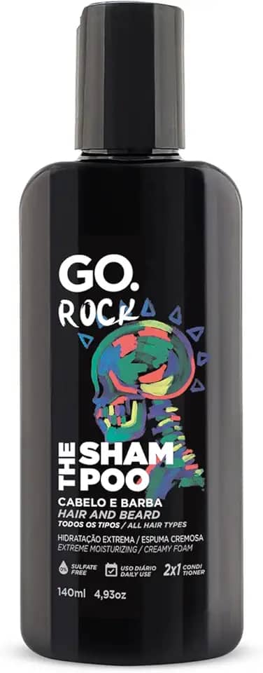 Shampoo Cabelo e Barba GO Rock, hidratação intensa, alta espumação, ultra condicionante, fragrância ambarada, GO Man