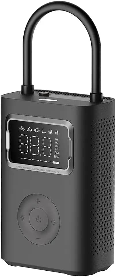 Xiaomi Compressor de Ar Elétrico Portátil (AIR COMPRESSOR 2 PRO) Para Carro, Alta Pressão (10,3 Bar-150 Psi), 6 Modos, 3x Baterias de 2500 mAh, 27 Wh, USB-C, Display Led, Preto. TOP de Linha