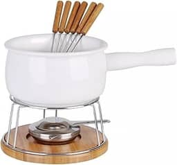 Conjunto de Fondue em Cerâmica, 1,5L, 11 Peças com Garfos em Aço Inox