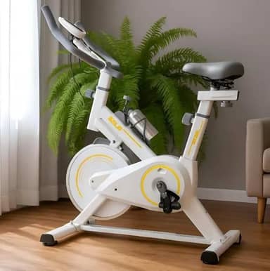 Nakasaki Bicicleta Ergométrica Spinning, Branco, Metal, Display Digital, Suporte para Tablet, Roda 10kg, NK7101bc, Capacidade 120kg