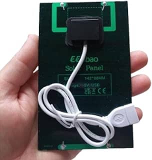 Carregador Solar Portátil USB, 5W 5V, Painel Solar para Celular e Tablet, 14,5 x 9 cm, Preto