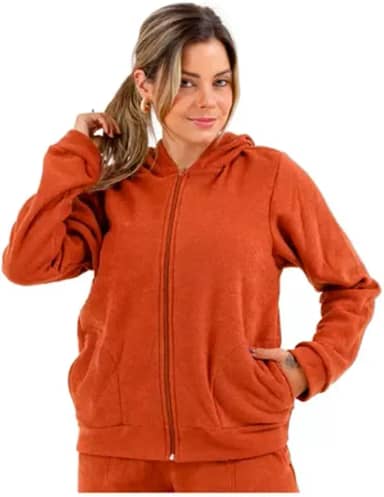 Blusa Moletom De Frio Soft Peluciada Feminina 10624A Slim, Quente e Confortável Para Inverno com Caimento Ajustado e Tecido Térmico