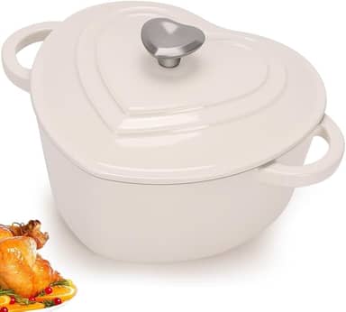 1,9 Litros, Panela de Ferro Fundido Esmaltada, Panela Esmaltada, Forno Holandes, Branco, 25.5 * 15 cm