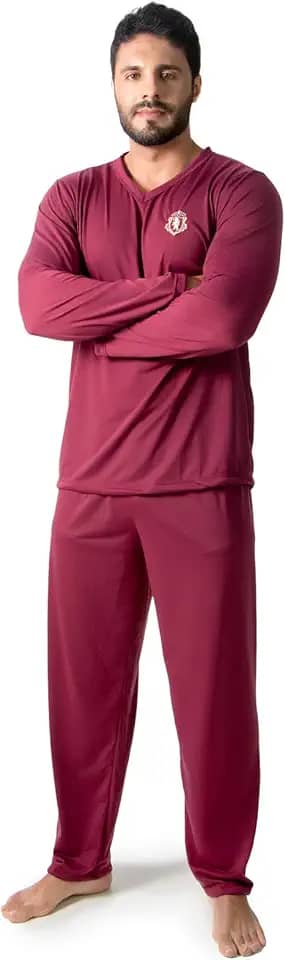 Pijama Longo Manga Longa Masculino Fechado Conforto