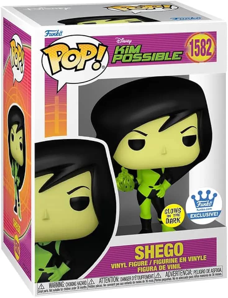 Funko Pop! Boneco de vinil Disney Kim Possible Shego que brilha no escuro, 9,8 cm, exclusivo da loja #1582