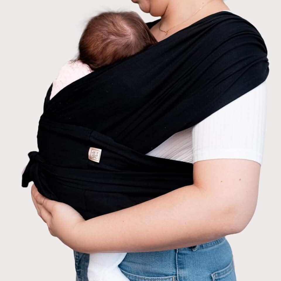 Wrap Sling de Bebê Carregador Canguru de Vestir Little Beni (PRETO, M)