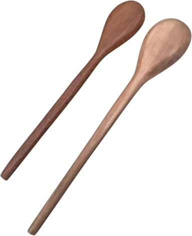 Kit com 2 Colheres de Pau para Cozinha, 36 cm e 32 cm – Madeira Maciça, Não Risca Antiaderente, Cabos Longos e Confortáveis
