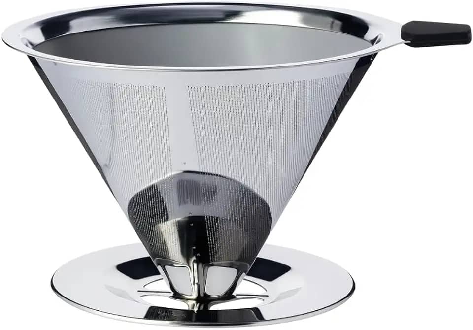 Coador Filtro de Café 103 Inox Reutilizável Grande 14,5 X 12,4 X 8cm Sustentável Durável Fácil de Limpar Premium
