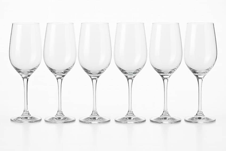 Taça de Vinho Luxo 330ml – Conjunto com 6 Unidades | Vidro Fino e Resistente | Ideal para Vinhos Tintos e Brancos | Sofisticação para Jantares e Eventos Elegantes