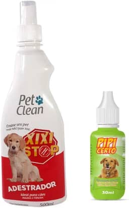 PetClean Xixi Stop 500ml Pipi Certo 30ml Educador Sanitário para Cães Xixi Não Pode