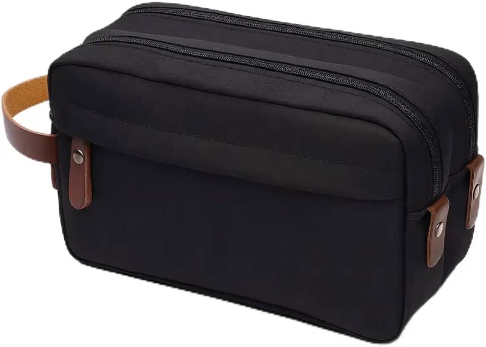 Necessaire Unissex Masculina Bolsa Para Viagem Trabalho Organizador Impermeável 2 Compartimentos Grande 2 Bolsos Organizadores (Preta)