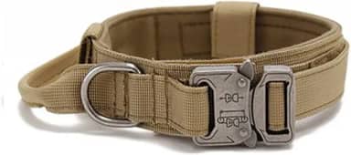 Coleira tática para cães de treinamento militar ajustável com alça de controle e fivela de metal pesado para cães médios e grandes, A-M