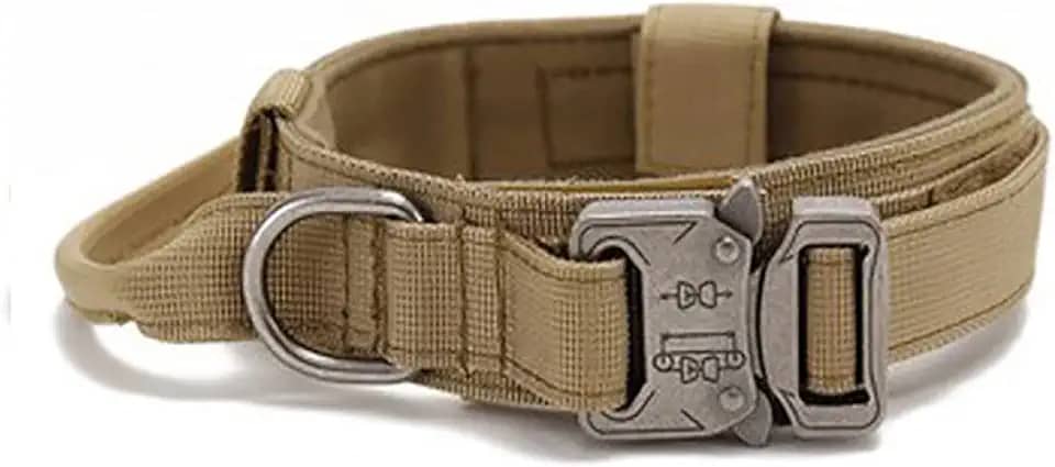 Coleira tática para cães de treinamento militar ajustável com alça de controle e fivela de metal pesado para cães médios e grandes, A-M