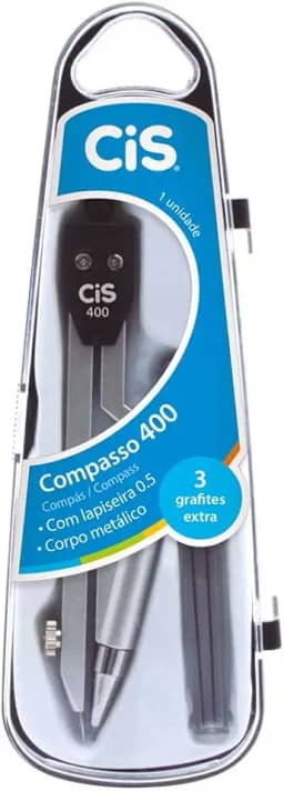 Compasso Escolar Metalico 400 c/Lapiseira Grafite 0,5mm CIS - Estojo com 1 unidade