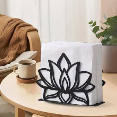 Suporte de guardanapo de lótus de metal preto estilo nórdico vertical suporte de lenços de ferro casa cozinha mesa de jantar acessórios de restaurante