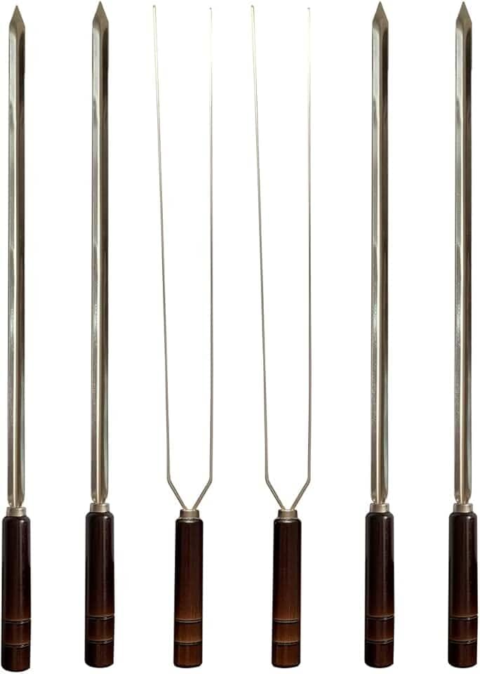 Kit 6 Espetos Artesanais Inox P/Churrasco