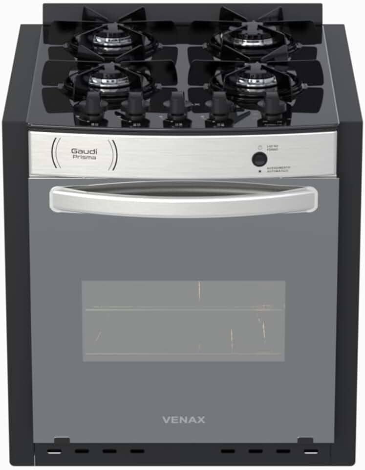 Fogao A Gas De Embutir Gaudi Prisma Vitreo El 4q Inox Gas Glp