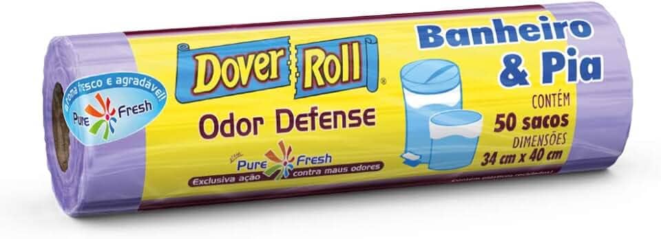Dover-Roll Odor Defense Banheiro & Pia Lilás, Rolo com 50 Sacos para Lixo Pure Fresh