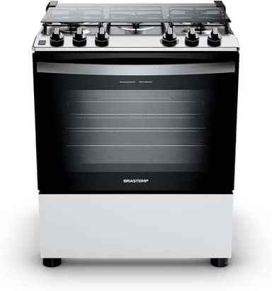 Fogão Brastemp 5 Bocas Cor Branca Com Botões Removíveis e Exclusivo Aro Protetor - BFS5NDB BIVOLT