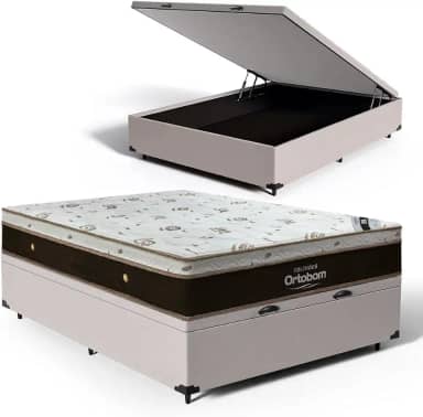 Cama Box Baú com Colchão de Molas Ensacadas Ortobom Sleep K (King Size)