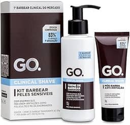 GO. Man Kit Barbear Pele Sensíveis Clinical Creme E Pós-Barba Cicatrizante Anti Foliculite Pelo Encravado Irritação Go Man