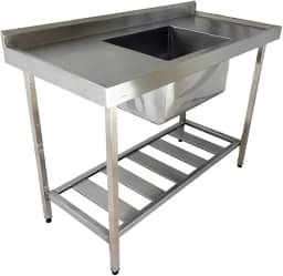 Pia Industrial Aço Inox 120x60x90cm com Cuba Centralizada 50x40x30cm