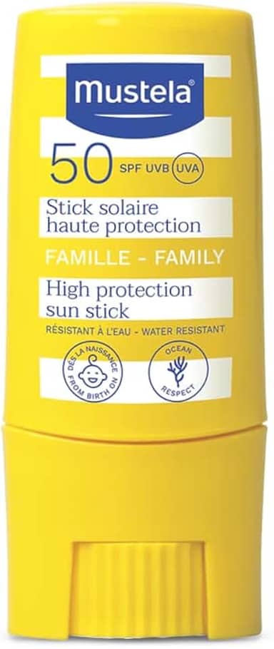 Mustela Protetor Solar Stick FPS 50 8g - Filtro solar facial bastão - Alta proteção contra raios UVA e UVB para Bebês, Crianças e Adultos - Fórmula hipoalergênica com Abacate Orgânico - Mustela Bebê