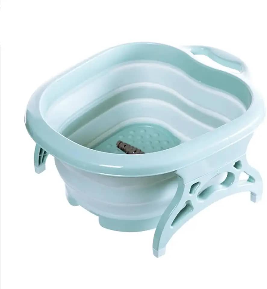 Bacia Dobrável Alivia Dores Para Os Pés C/Hidromassageador (Azul)