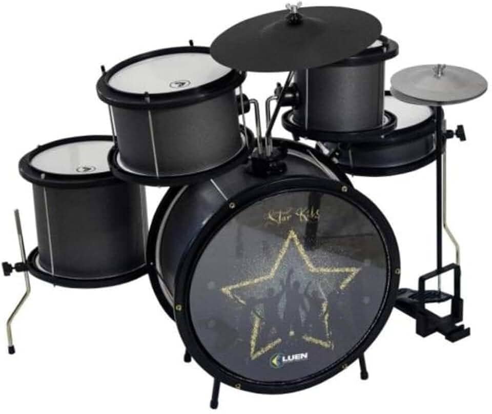 Bateria Infantil Star Kids 05 Pecas Alumisteel E P.S. Pint Eletro Preto Aro Nylon Pele Leitosa - Inf - Luen
