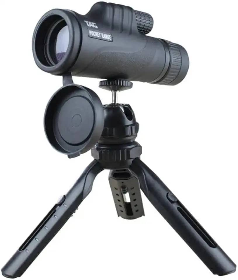 Luneta Telescópica Pocket Range, 10-30x42mm, Preta, Material ABS e Metal, com Tripé e Adaptador para Celular, para Observação de Longa Distância, 17x7,5x5,4cm
