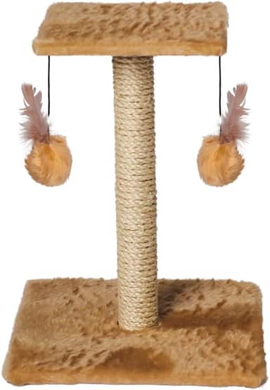 Arranhador Para Gatos Poste Com Brinquedo Duplo Exclusivo (Bege)