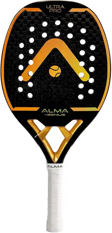 Raquete Beach Tennis Carbono 12K Ultrapro Preta Dourado Alma Genius