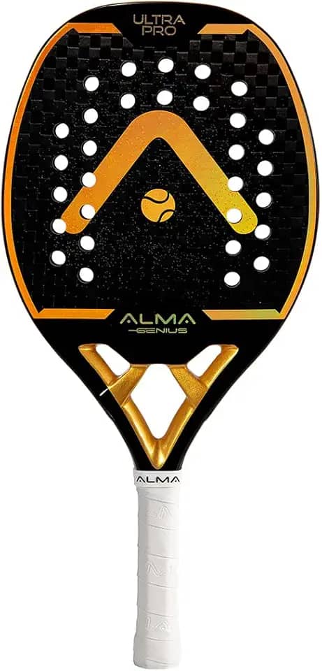 Raquete Beach Tennis Carbono 12K Ultrapro Preta Dourado Alma Genius