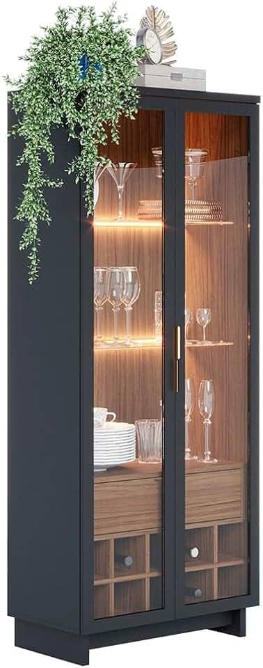 Cristaleira Adega Guanabara 2 Portas 1 Gaveta Preto Fosco