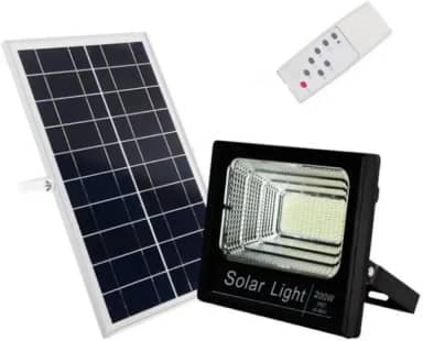 Refletor Solar Fotocélula LED 200W 6500K IP66 Placa Avulsa + Controle