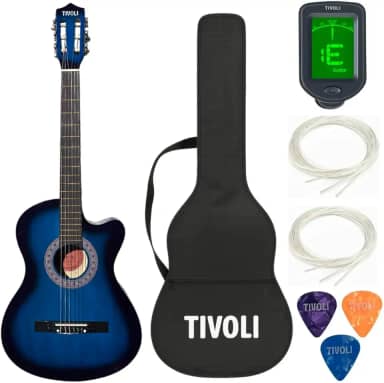Violão Acústico Tivoli Nylon 38' Cutaway com Capa, Afinador, Palhetas e Kit Completo para Iniciantes