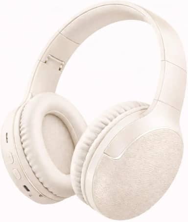 Fone de Ouvido Bluetooth 5.3 Headphone On-ear Sem Fio Fone Para Academia e Corridas, com Cancelamento de Ruído Dobrável com microfone Integrado PREMIUM (Bege)