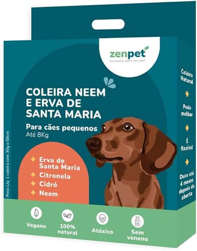 Coleira Neem e Erva de Santa Maria para Cães Pequenos Zenpet