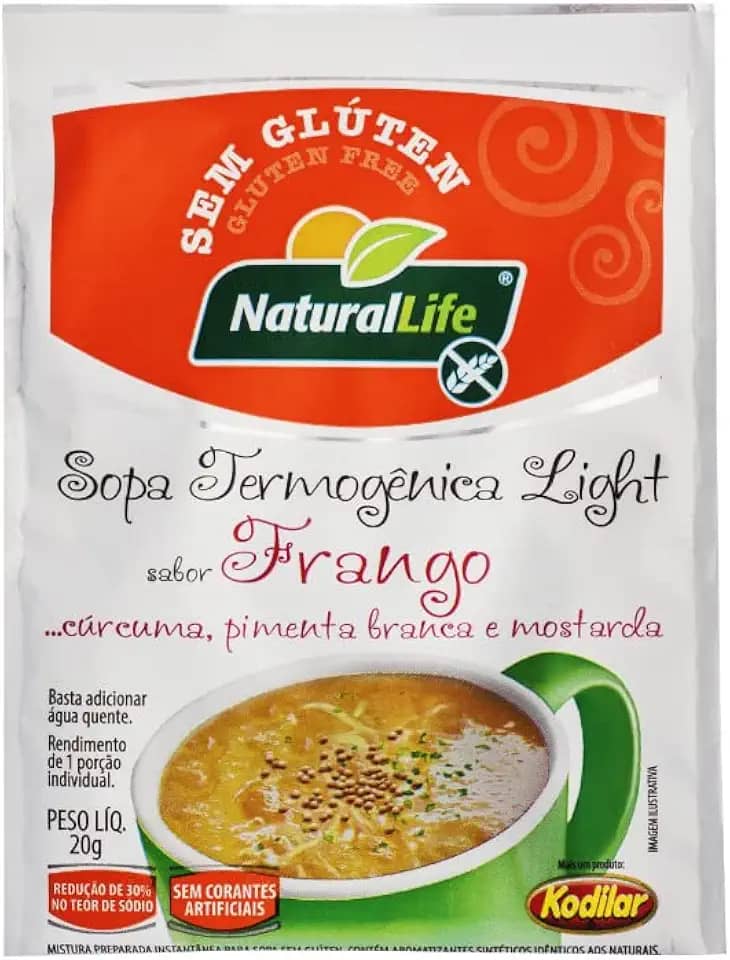 Kit com 12 Sopas Termogênica Light Sabor Frango Sem Glúten Natural Life